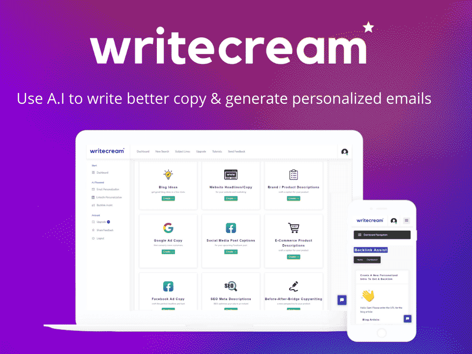Writecream AI 写作工具