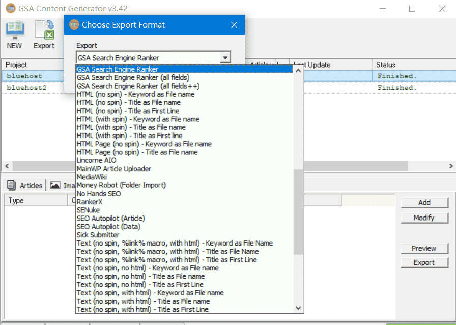 导出到gsa search engine ranker